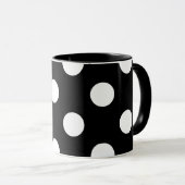 Weißer Polka-Punkt auf schwarzem Muster Tasse (VorderseiteRechts)