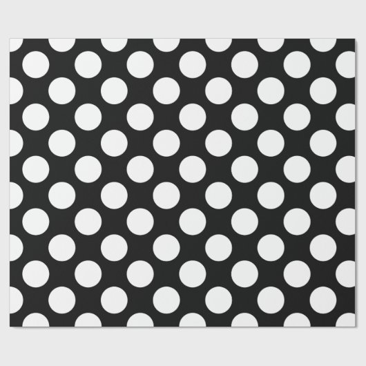 Weißer Polka-Punkt im schwarzen Hintergrund Geschenkpapier (Flach)