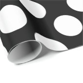 Weißer Polka-Punkt im schwarzen Hintergrund Geschenkpapier (Rolleneckpunkt)