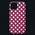 Weißer Polka-Punkte auf Bordeaux Case-Mate iPhone Hülle<br><div class="desc">Weißer Polka-Punkte auf Bordeaux</div>
