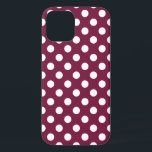 Weißer Polka-Punkte auf Bordeaux Case-Mate iPhone Hülle<br><div class="desc">Weißer Polka-Punkte auf Bordeaux</div>