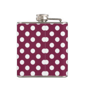 Weißer Polka-Punkte auf Bordeaux Flachmann (Rückseite)