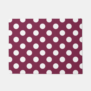 Weißer Polka-Punkte auf Bordeaux Fußmatte