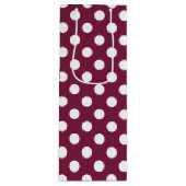 Weißer Polka-Punkte auf Bordeaux Geschenktüte Für Weinflaschen (Vorderseite)
