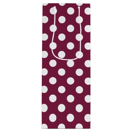 Weißer Polka-Punkte auf Bordeaux Geschenktüte Für Weinflaschen (Vorderseite)