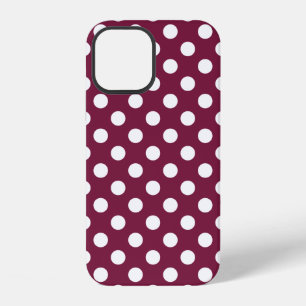 Weißer Polka-Punkte auf Bordeaux iPhone Hülle