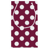 Weißer Polka-Punkte auf Bordeaux Kleine Geschenktüte (Rückseite)