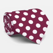 Weißer Polka-Punkte auf Bordeaux Krawatte (Gerollt)