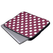 Weißer Polka-Punkte auf Bordeaux Laptopschutzhülle (Vorne Knopf)