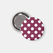 Weißer Polka-Punkte auf Bordeaux Magnet (Vorderseite/Rückseite)