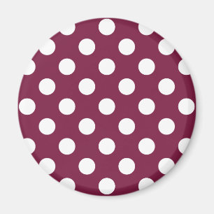 Weißer Polka-Punkte auf Bordeaux Magnet