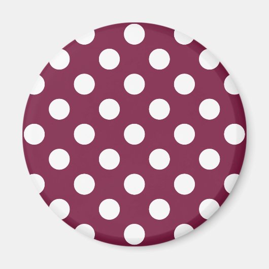 Weißer Polka-Punkte auf Bordeaux Magnet (Vorne)