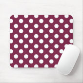 Weißer Polka-Punkte auf Bordeaux Mousepad (Mit Mouse)
