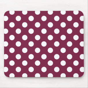 Weißer Polka-Punkte auf Bordeaux Mousepad