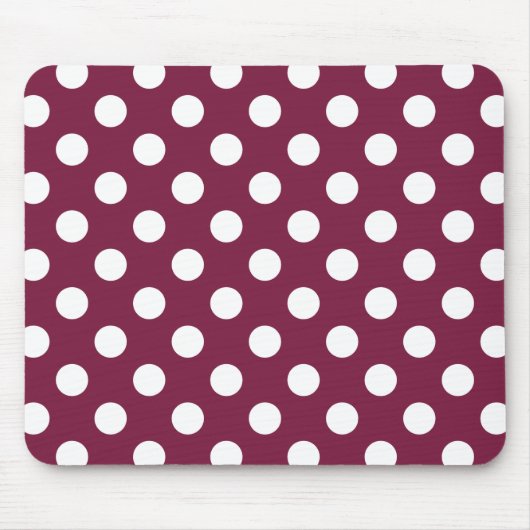 Weißer Polka-Punkte auf Bordeaux Mousepad (Vorne)