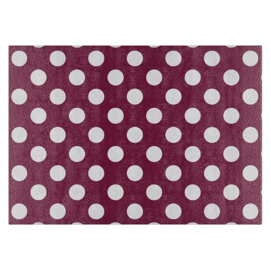 Weißer Polka-Punkte auf Bordeaux Schneidebrett (Vorderseite)