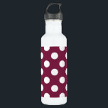 Weißer Polka-Punkte auf Bordeaux Trinkflasche<br><div class="desc">Weißer Polka-Punkte auf Bordeaux</div>