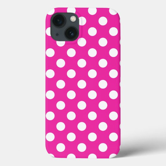 Weißer Polka Punkte auf Fuchsia Case-Mate iPhone G Hülle (Rückseite)