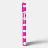 Weißer Polka Punkte auf Fuchsia Case-Mate iPhone G Hülle (Rückseite / Links)