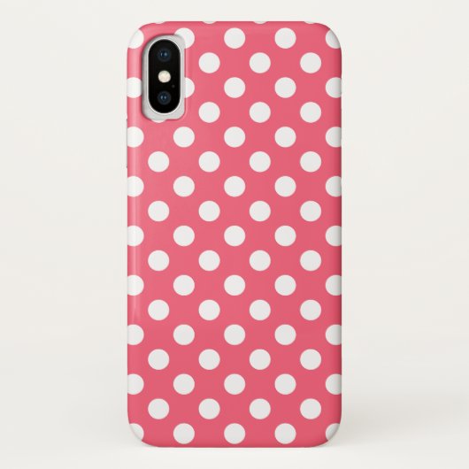 Weißer Polka Punkte auf Korallen Case-Mate iPhone Hülle (Rückseite)