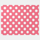 Weißer Polka Punkte auf Korallen Fleecedecke (Vorderseite (Horizontal))