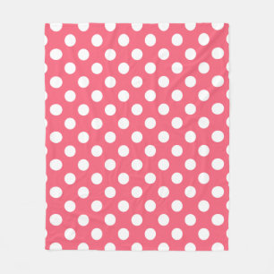 Weißer Polka Punkte auf Korallen Fleecedecke