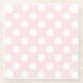 Weißer Polka Punkte auf Korallen Glasuntersetzer (Rückseite)