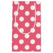 Weißer Polka Punkte auf Korallen Kleine Geschenktüte (Vorderseite)