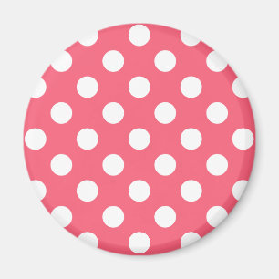 Weißer Polka Punkte auf Korallen Magnet