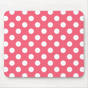Weißer Polka Punkte auf Korallen Mousepad