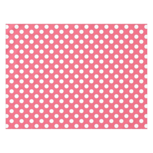 Weißer Polka Punkte auf Korallen Tischdecke (Vorderseite (Horizontal))