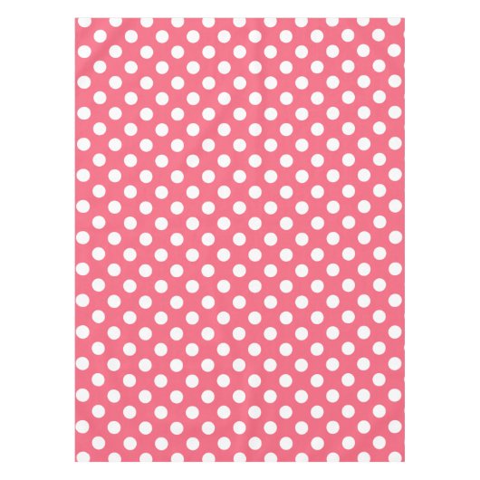 Weißer Polka Punkte auf Korallen Tischdecke (Vorderseite)