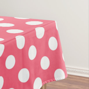 Weißer Polka Punkte auf Korallen Tischdecke