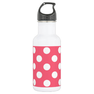 Weißer Polka Punkte auf Korallen Trinkflasche
