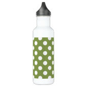Weißer Polka Punkte auf Olivengrün Edelstahlflasche (Links)