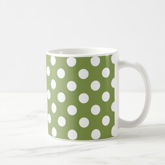 Weißer Polka Punkte auf Olivengrün Kaffeetasse (Rechts)