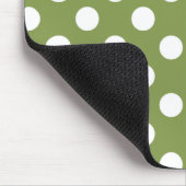 Weißer Polka Punkte auf Olivengrün Mousepad (Ecke)