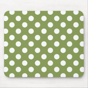 Weißer Polka Punkte auf Olivengrün Mousepad