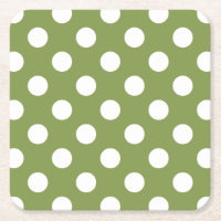 Weißer Polka Punkte auf Olivengrün