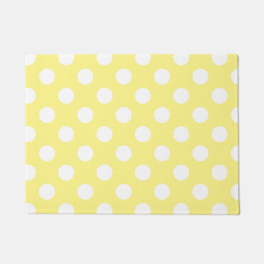 Weißer Polka Punkte auf Zitronengelb Fußmatte (Vorderseite)