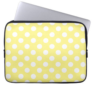 Weißer Polka Punkte auf Zitronengelb Laptopschutzhülle