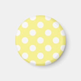 Weißer Polka Punkte auf Zitronengelb Magnet
