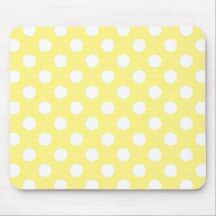 Weißer Polka Punkte auf Zitronengelb Mousepad
