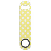 Weißer Polka Punkte auf Zitronengelb Speedflaschenöffner (Vorderseite)