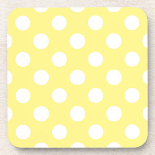 Weißer Polka Punkte auf Zitronengelb Untersetzer