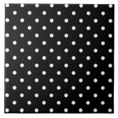 Weißer Polka-Punkte schwarzer Hintergrund Fliese (Vorderseite)