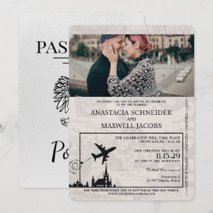 Weißer polnischer Reisepass Hochzeitseinladung Einladung