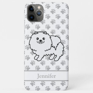 Weißer Pomeranian Süßer Cartoon-Hund & Name Case-Mate iPhone Hülle
