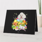 Weißer Poodle Bunny Dog Ostereier Basket Coo Karte (Rückseite)