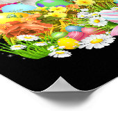 Weißer Poodle Bunny Dog Ostereier Basket Coo Poster (Ecke)